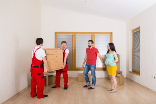 Packed home items ready for household storage in Goodmayes